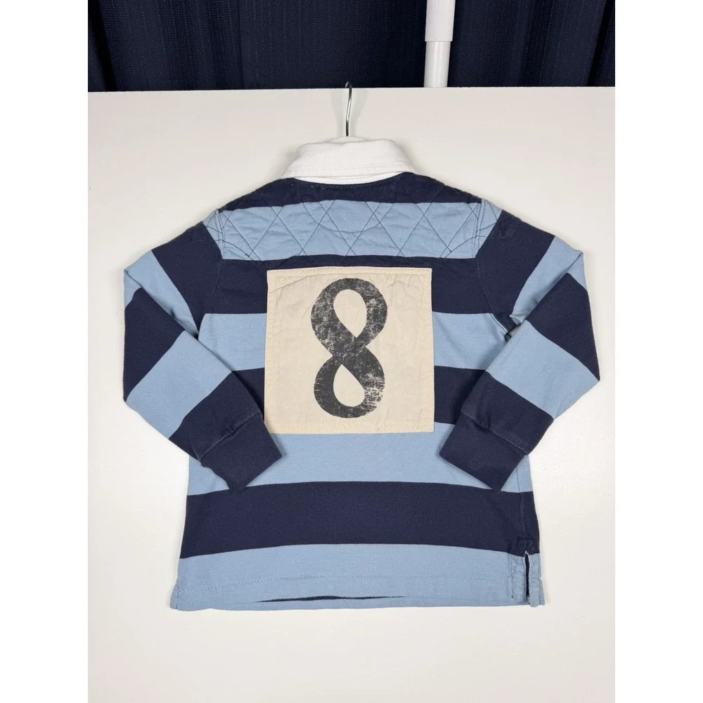 Polo Ralph Lauren Striped Rugby Polo Longsleeve Blue Youth size ? 15.5